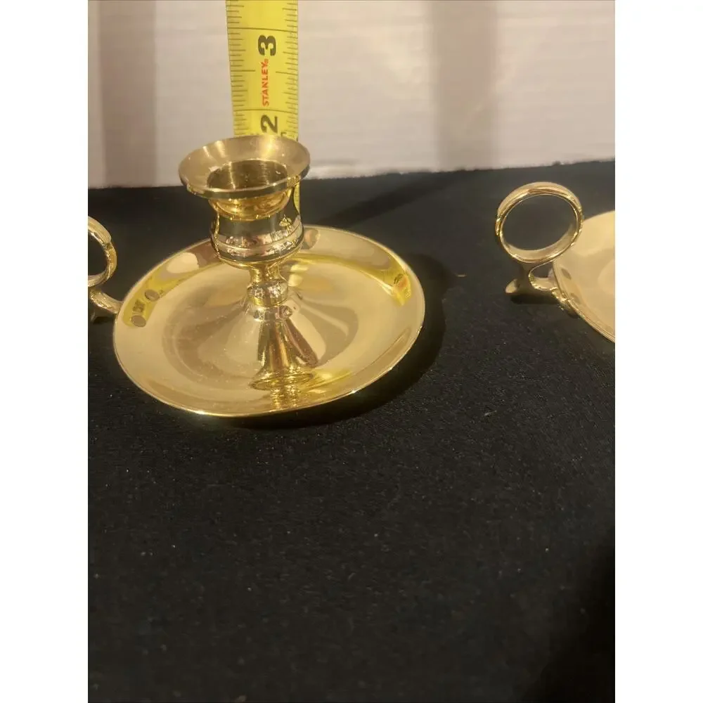 Baldwin Solid Brass Chamberstick Candlestick Candle Holders Pair Vintage Finger